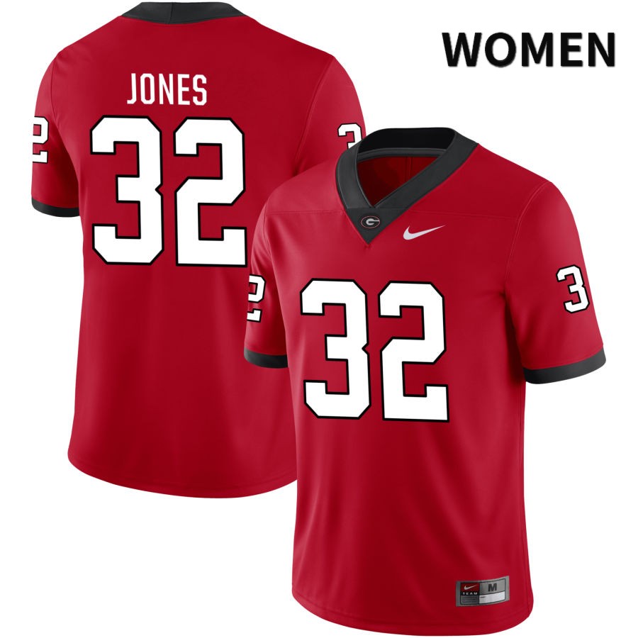 Georgia Bulldogs Women's Cash Jones #32 Red 2022 NIL Stitched College UGA Football Jersey 23US015GU